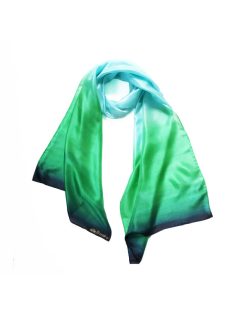   Silka and More COLORFULL CARIBBEAN BLUE-BRIGHT GREEN SILK SCARF