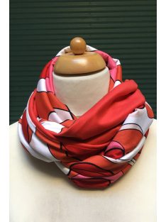   WOMEN'S INFINITY SCARF - ORANGE-RED WAVE PATTERN/CORAL RED - SD41012ORW