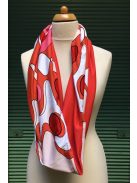 WOMEN'S INFINITY SCARF - ORANGE-RED WAVE PATTERN/CORAL RED - SD41012ORW
