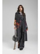 ARTISTA  Beauty Washed Black Corduroy Floral Printed Shirt Dress